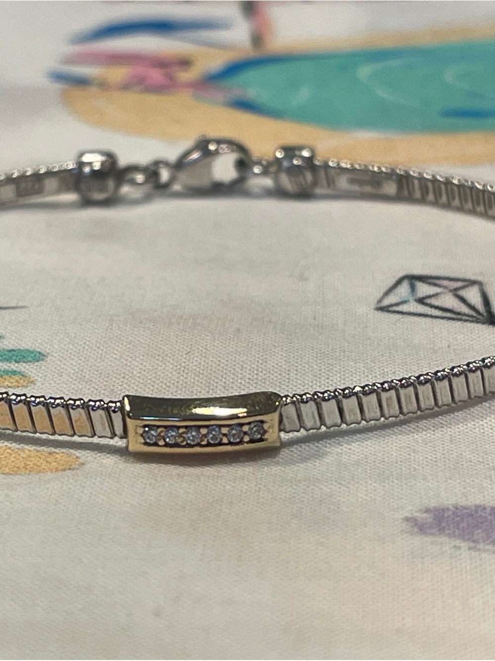 Milor Sterling Silver and 14k Yellow Gold Bracelet with CZ Station - Picture 6 of 17